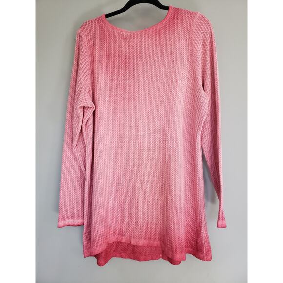 NEW TORRID WAFFLE SCOOP PINK PEACOCK‎ LONG SLEEVE HENLEY OMBRE - Picture 5 of 5